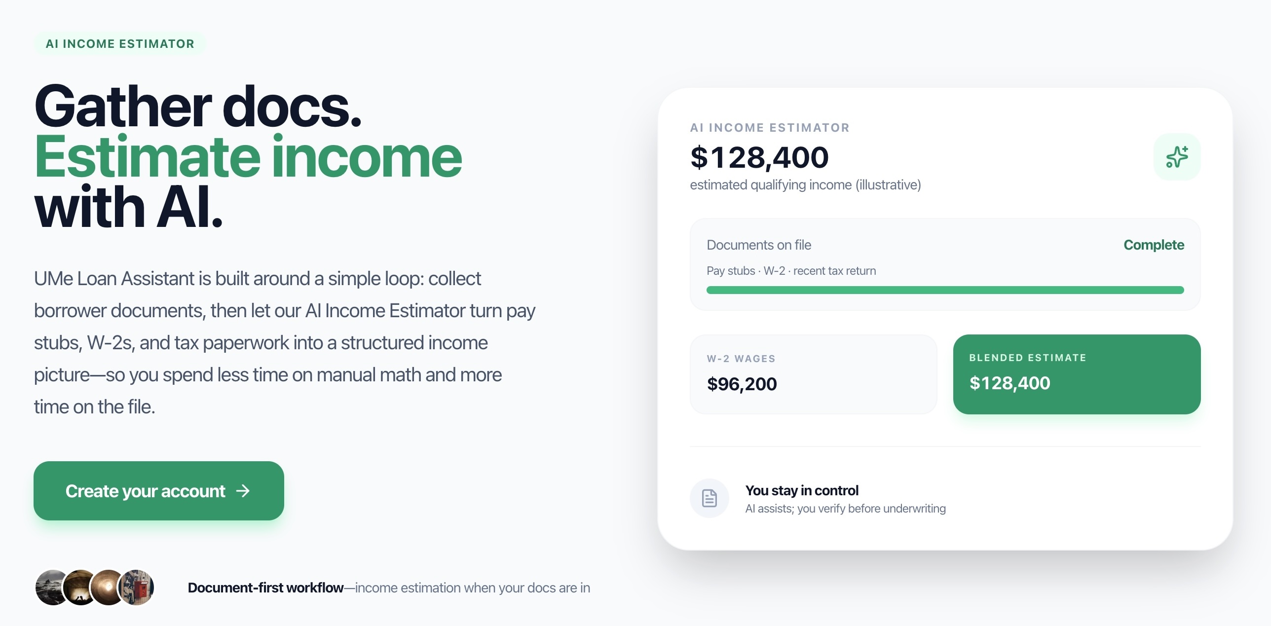 Gather docs and estimate income with AI | UMe Loan Assistant